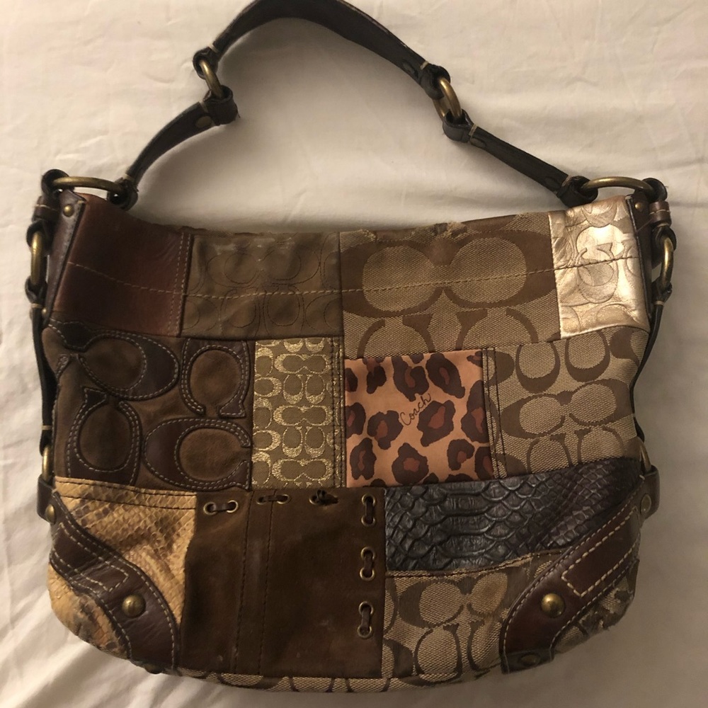Authentic Vintage Brown Patchwork Coach Hobo bag